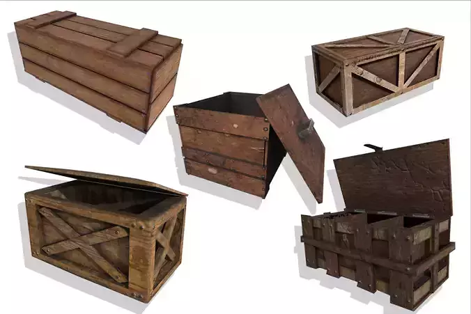Wooden Crate Boxes Pack