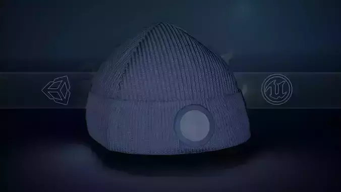 Blue Beanie Low-poly 3D model