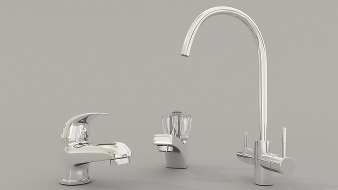 Taps set kitchen faucet 3D model
