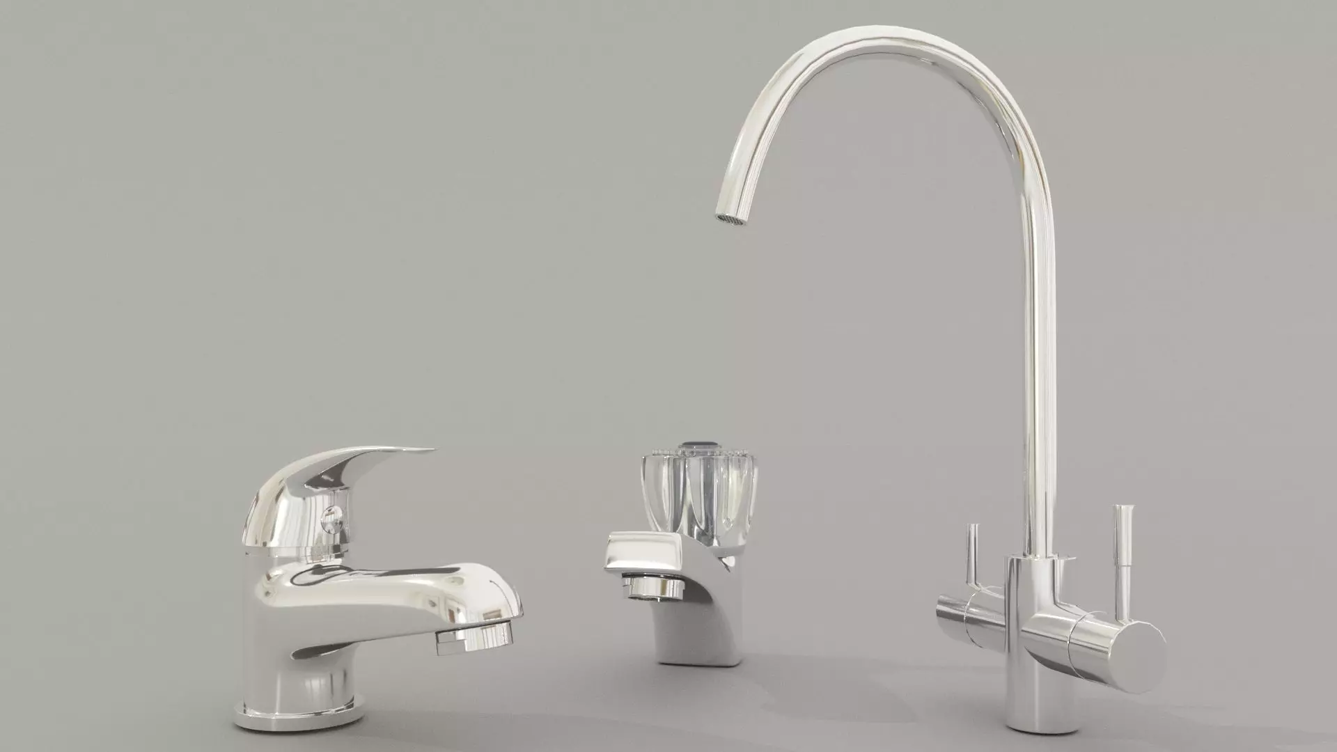 Taps set kitchen faucet 3D model_0