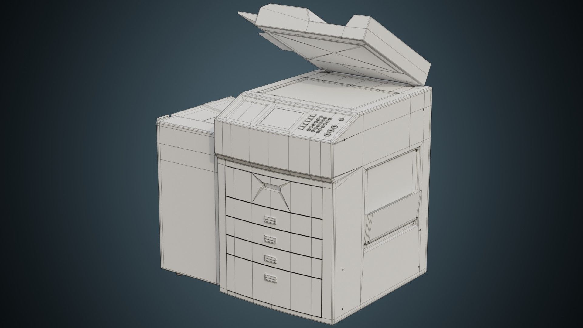 Photocopier 1A Low-poly 3D model_6