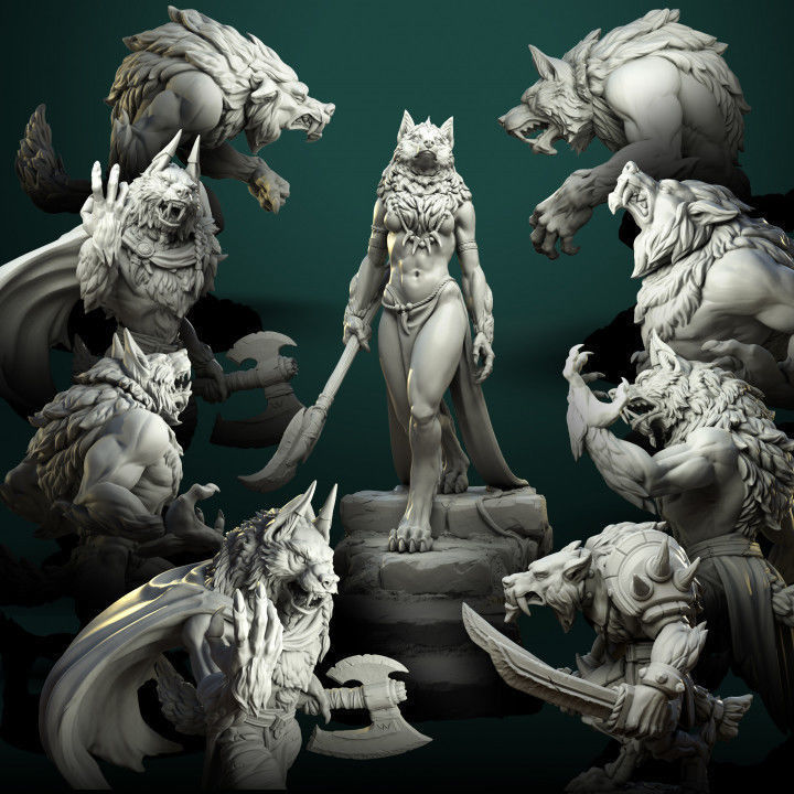 Werewolves bundle pre-supported  3D print model_0