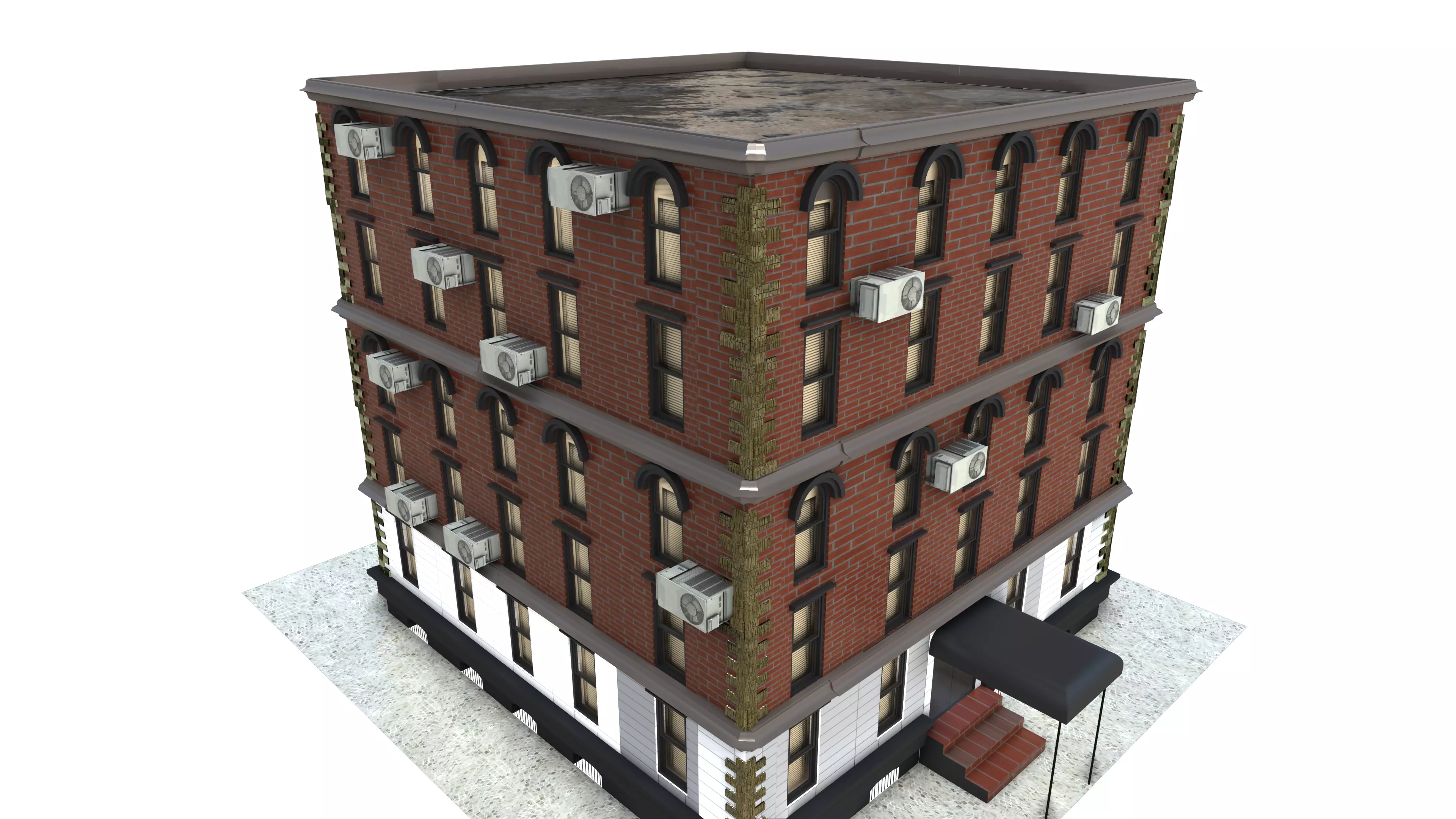 Street Building 3D Model Free low-poly 3D model