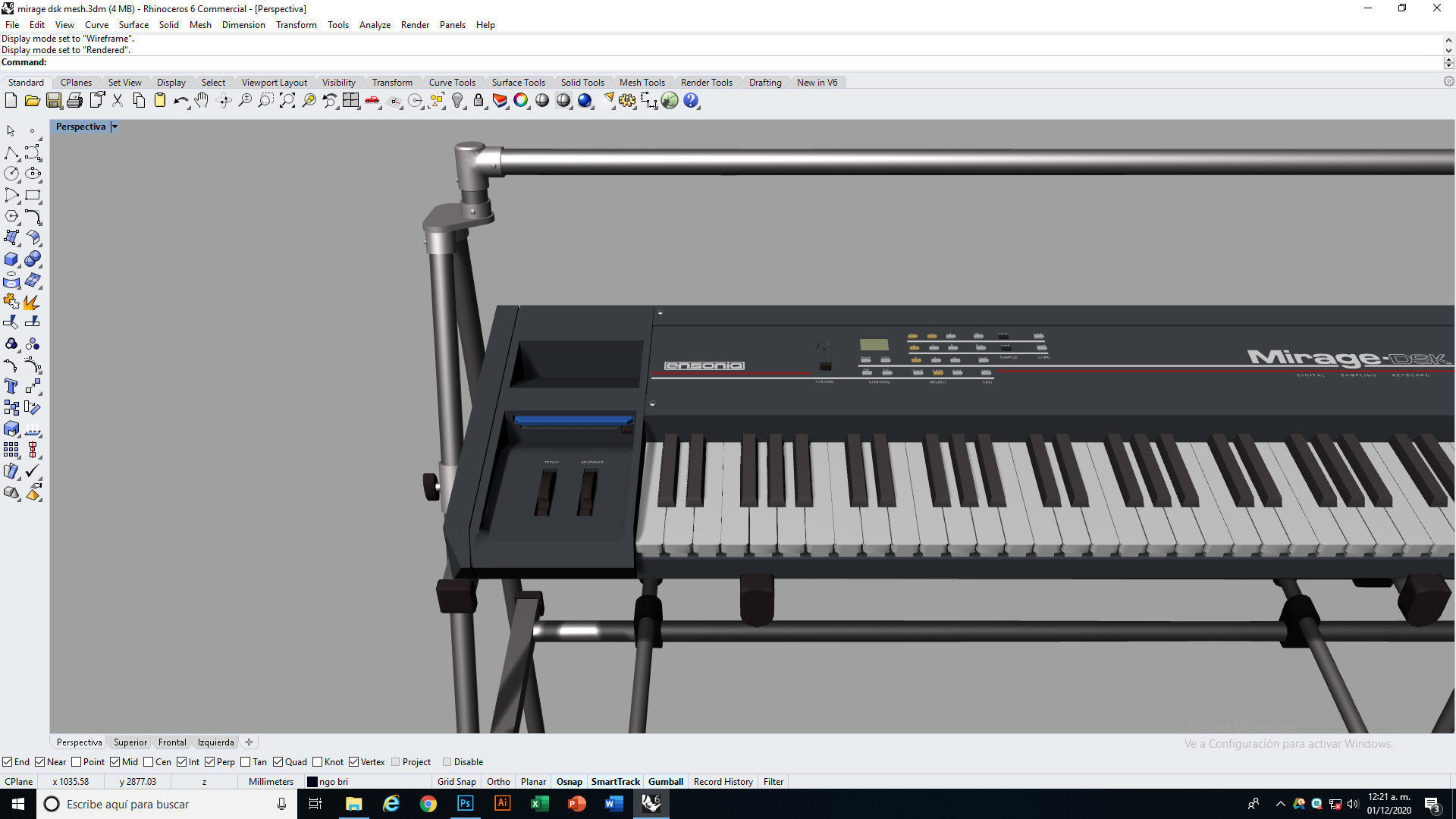Mirage DSK Keyboard Low-poly 3D model_15