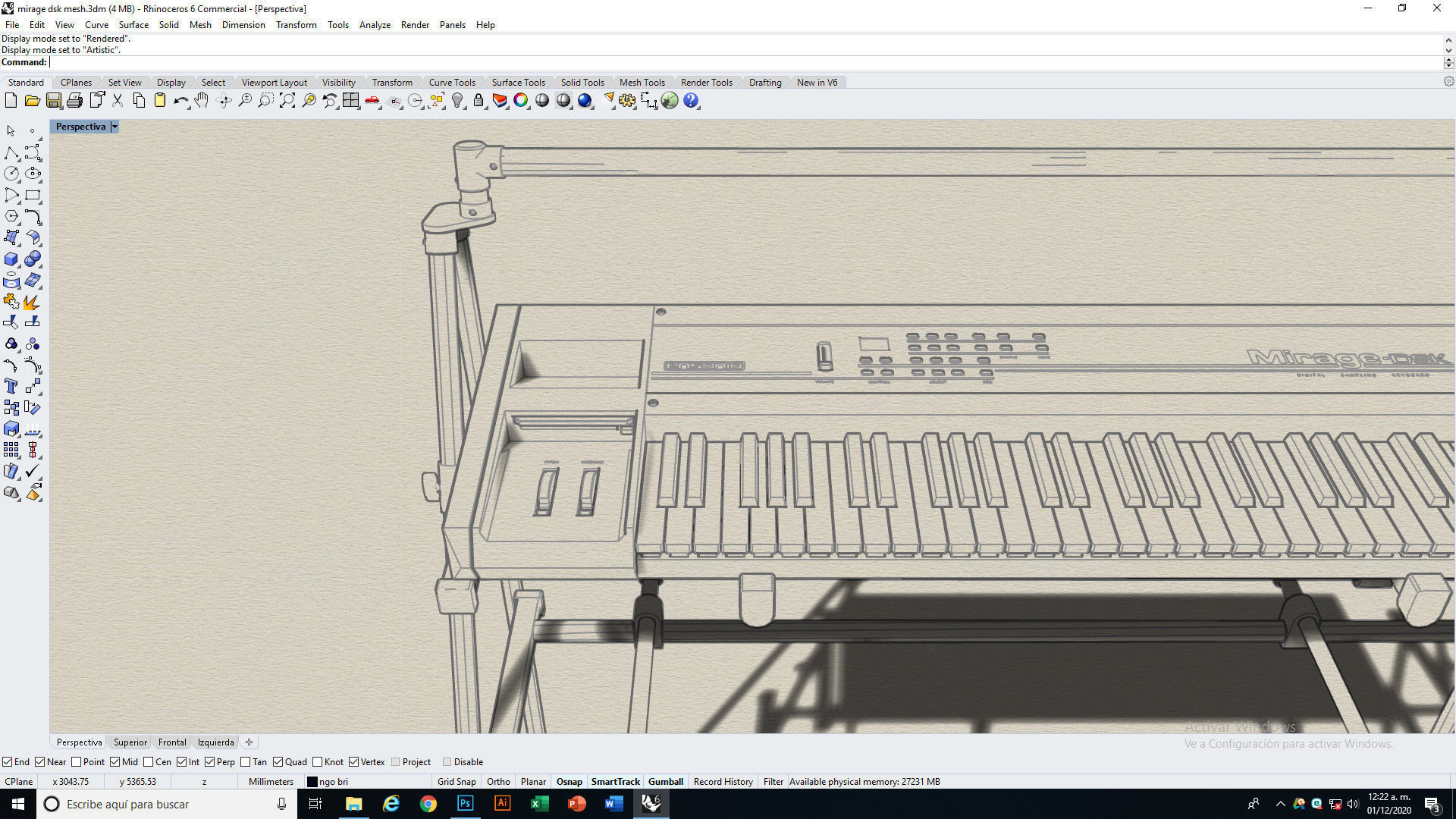 Mirage DSK Keyboard Low-poly 3D model_16