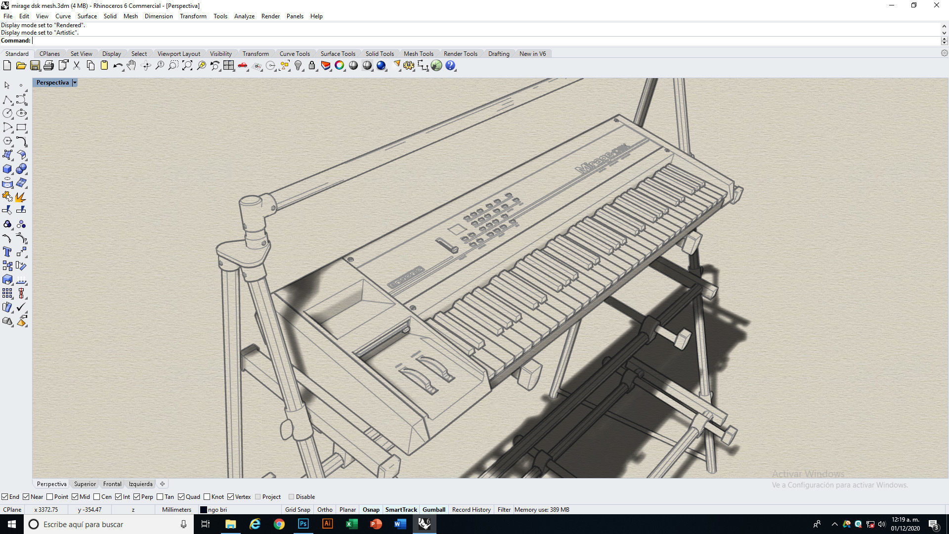 Mirage DSK Keyboard Low-poly 3D model_12