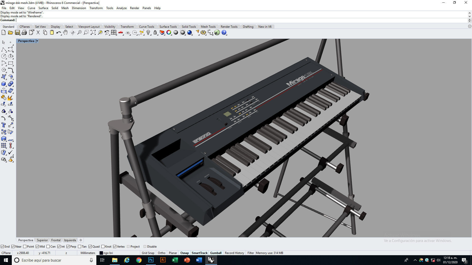 Mirage DSK Keyboard Low-poly 3D model_11