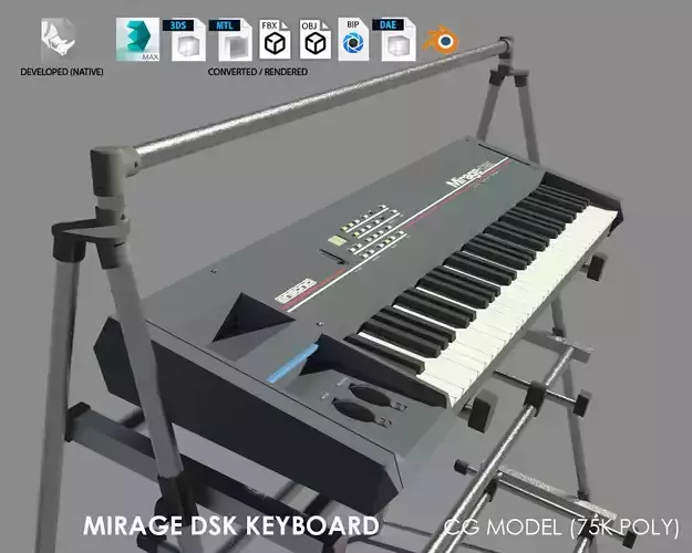 Mirage DSK Keyboard Low-poly 3D model
