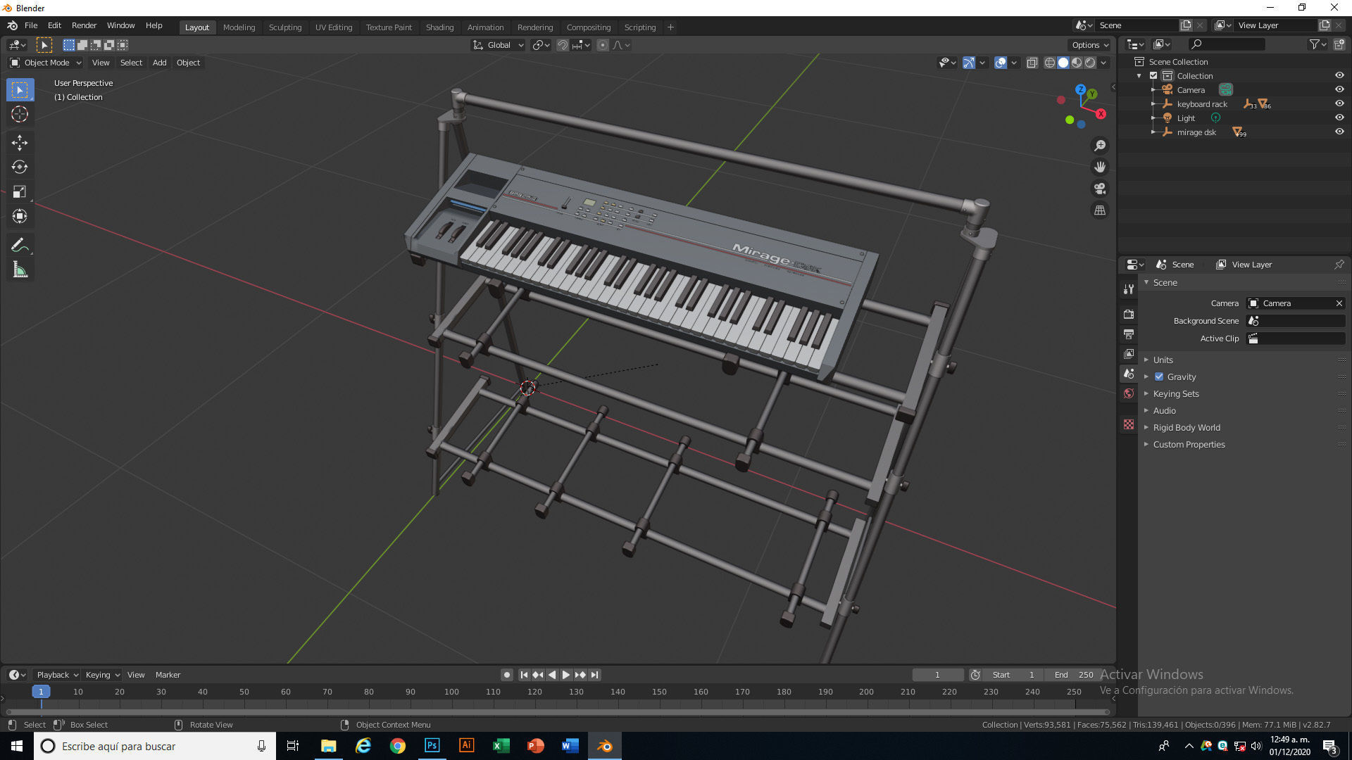 Mirage DSK Keyboard Low-poly 3D model_9