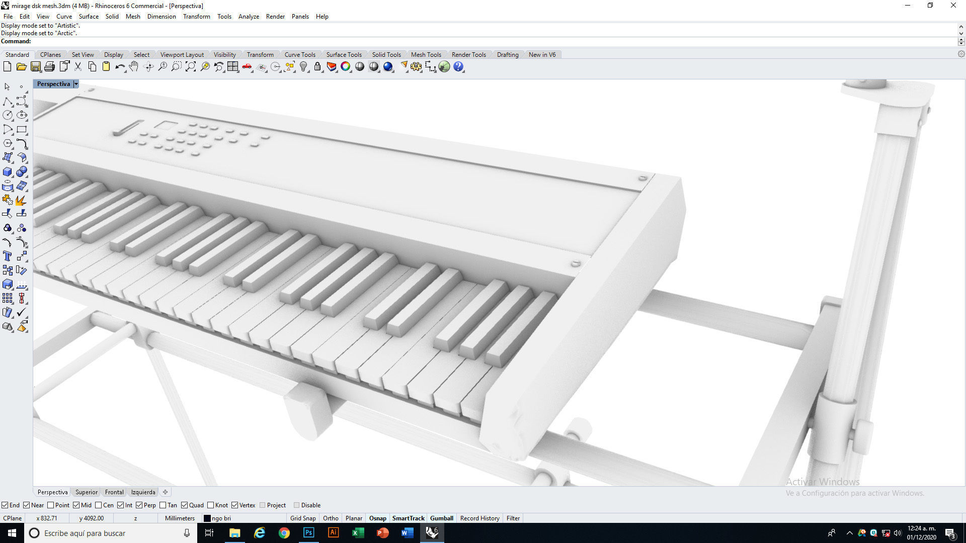 Mirage DSK Keyboard Low-poly 3D model_21
