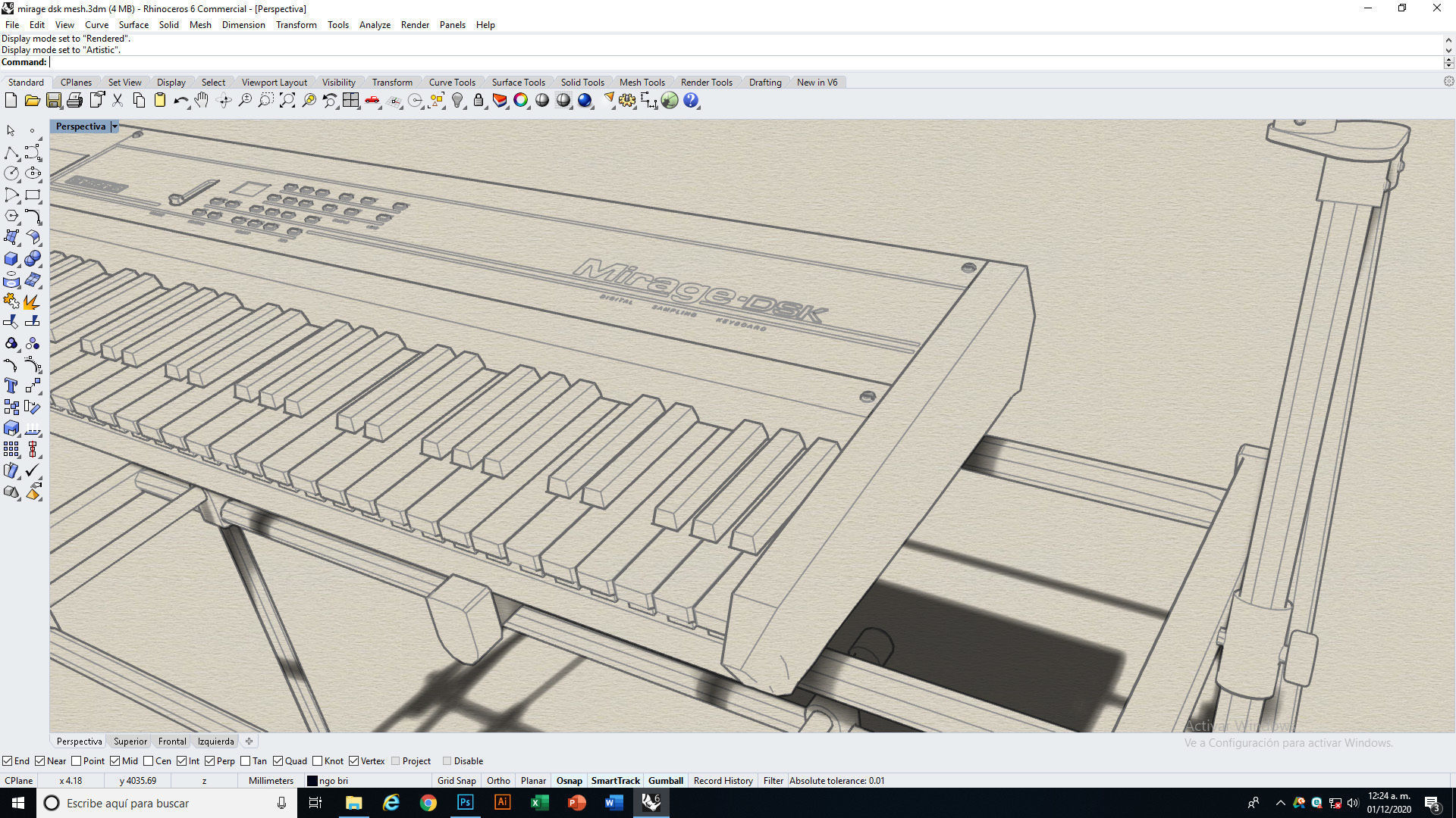 Mirage DSK Keyboard Low-poly 3D model_20