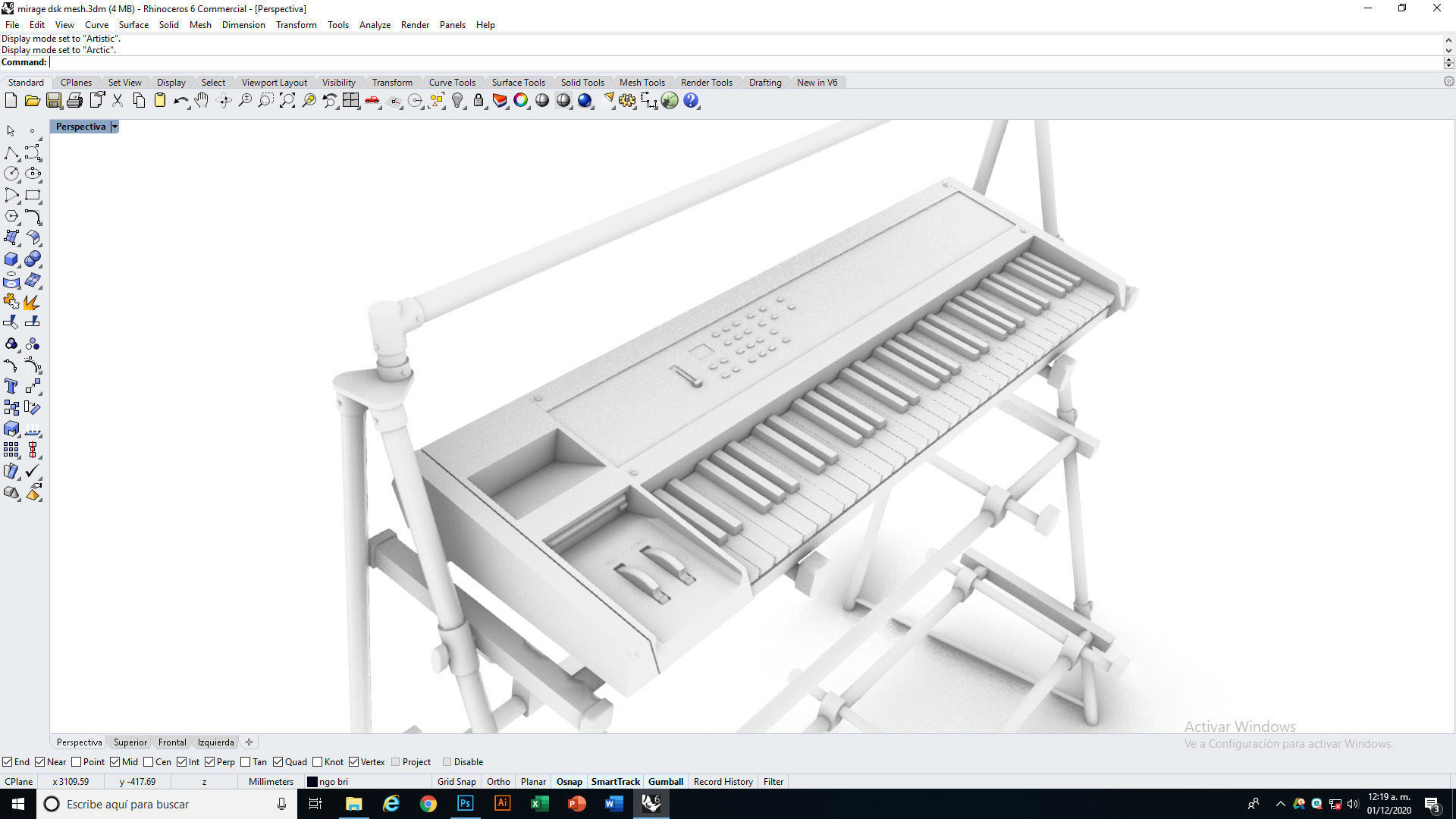 Mirage DSK Keyboard Low-poly 3D model_13