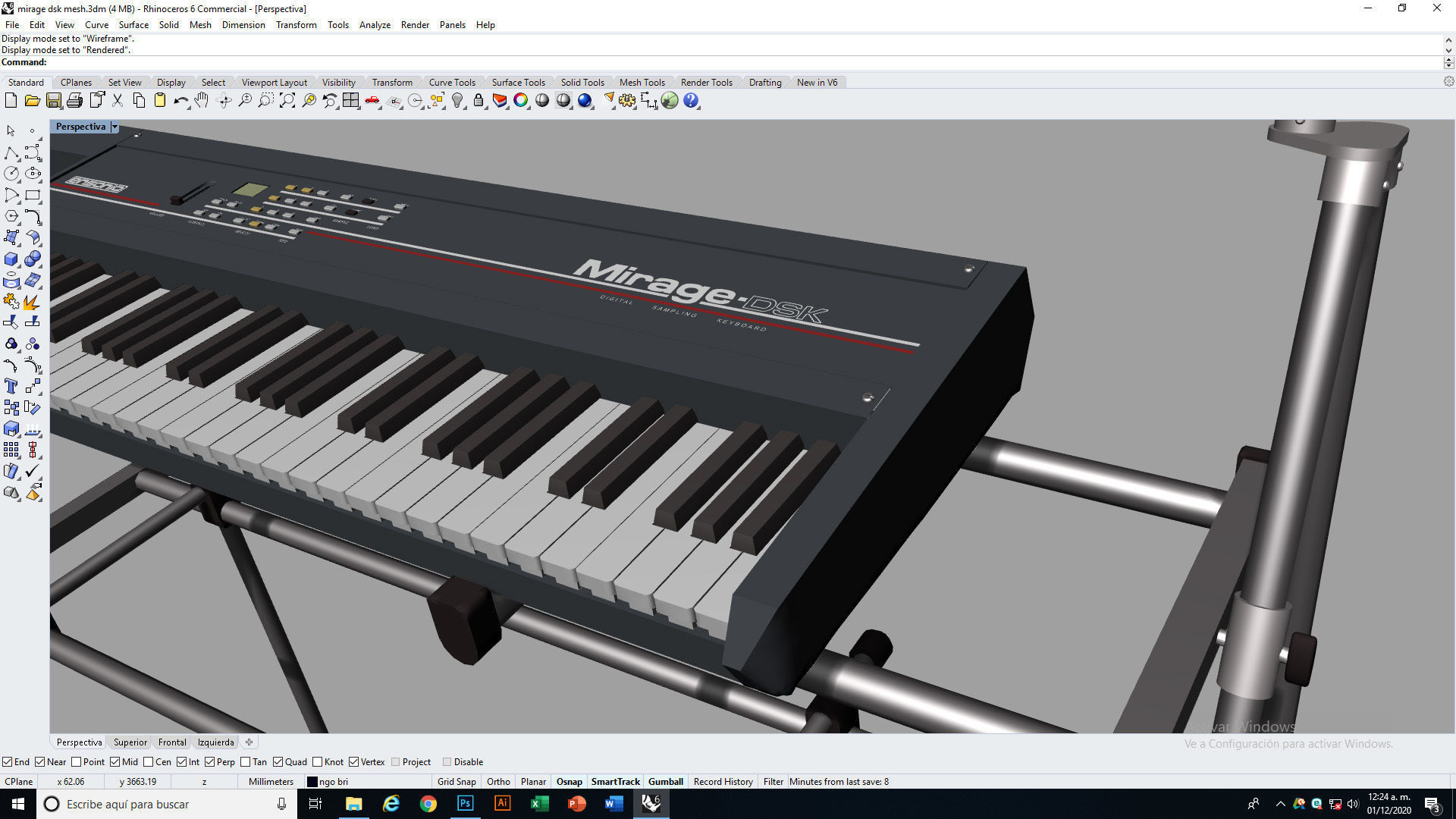 Mirage DSK Keyboard Low-poly 3D model_19