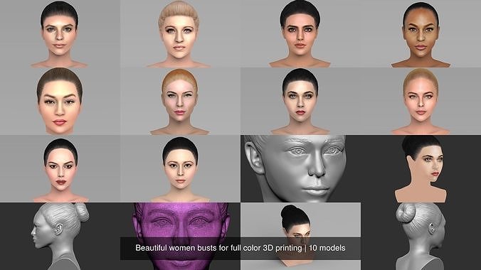Beautiful women busts for full color 3D printing 3D Model Collection
