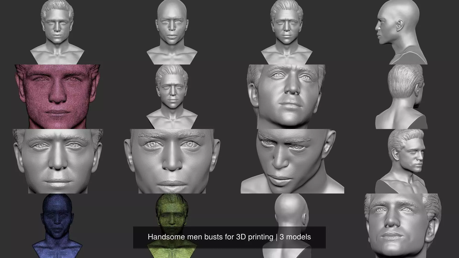 Handsome men busts for 3D printing 3D Model Collection_0