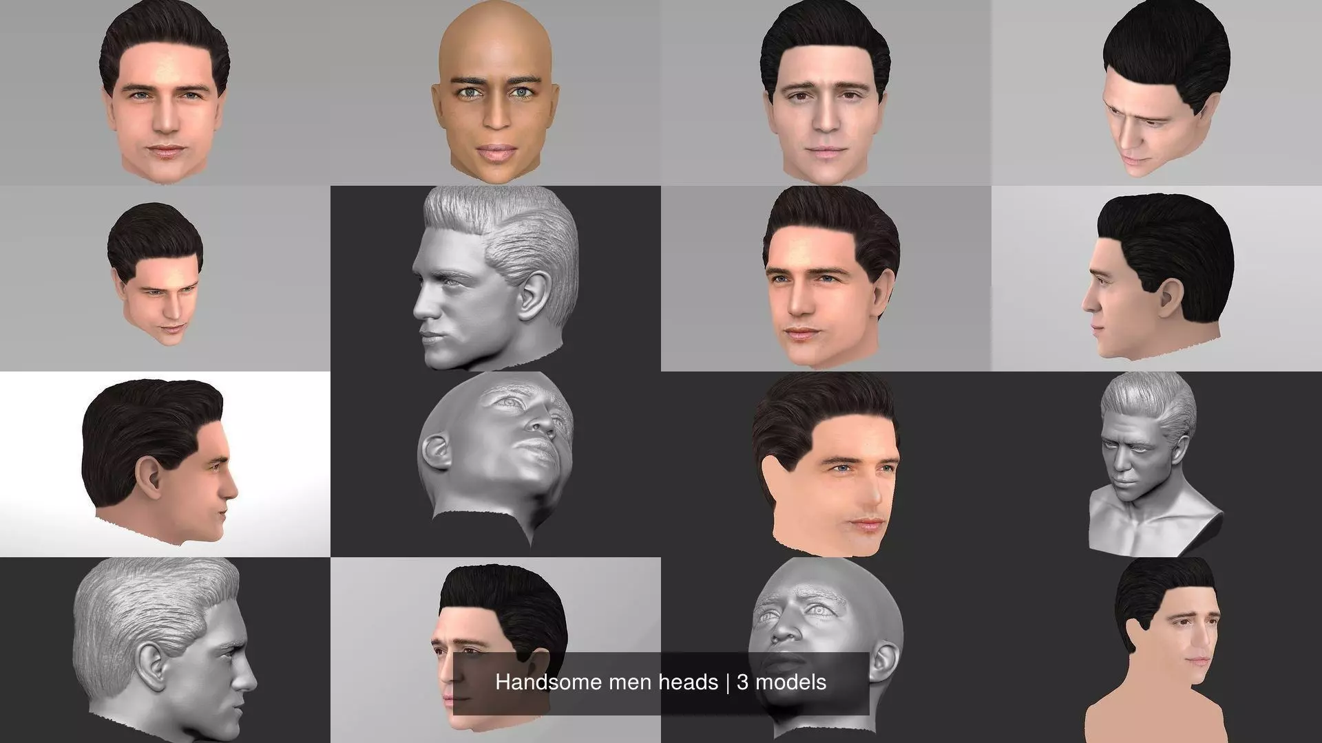 Handsome men heads 3D Model Collection_0