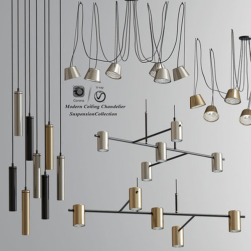 Modern Ceiling Chandelier Suspension Collection 06 3D model