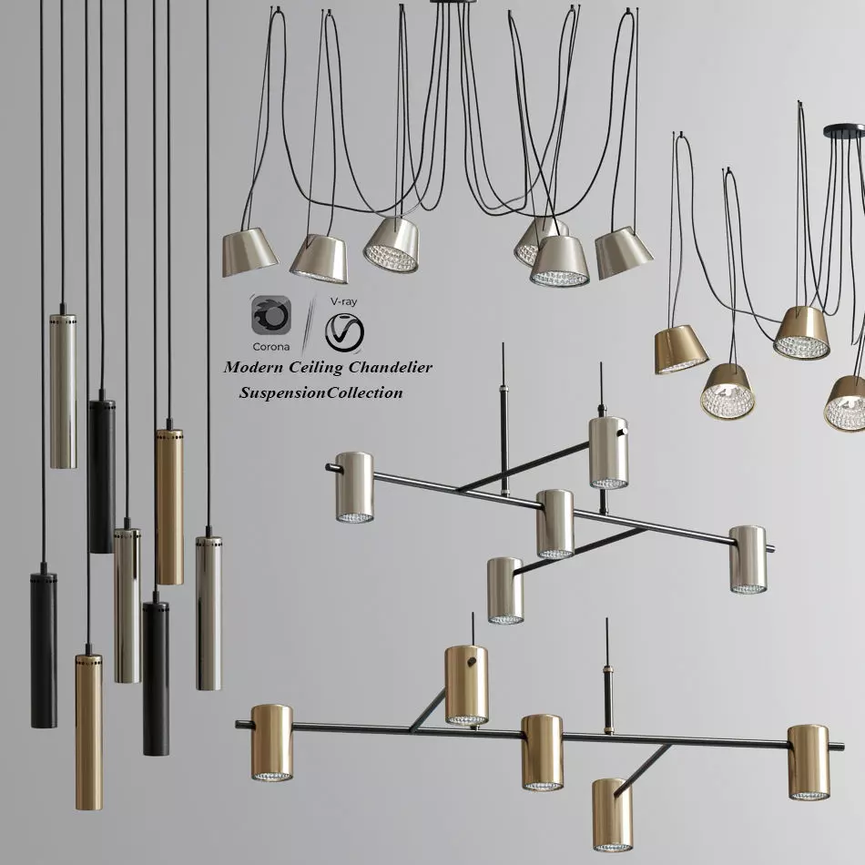 Modern Ceiling Chandelier Suspension Collection 06 3D model_0