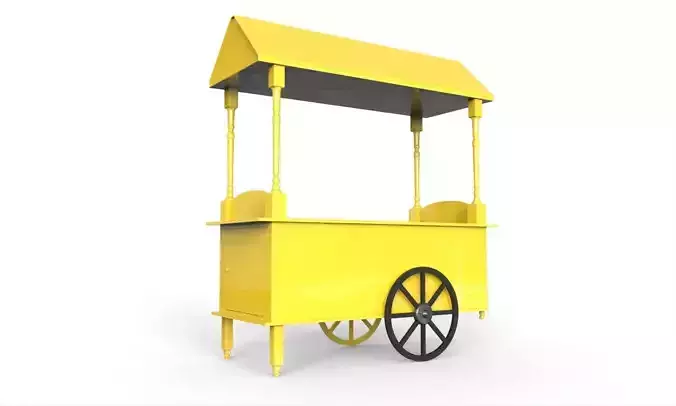 Cart design 2 wooden Low-poly 3D model