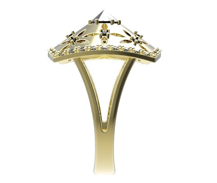 Ring gold with diamonds 3D print model_7