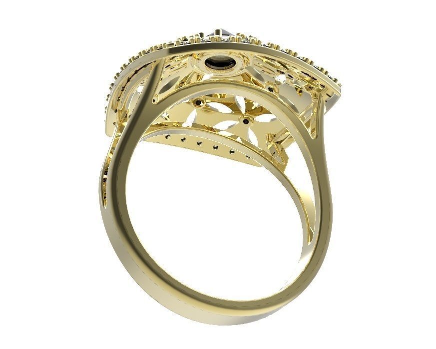 Ring gold with diamonds 3D print model_5