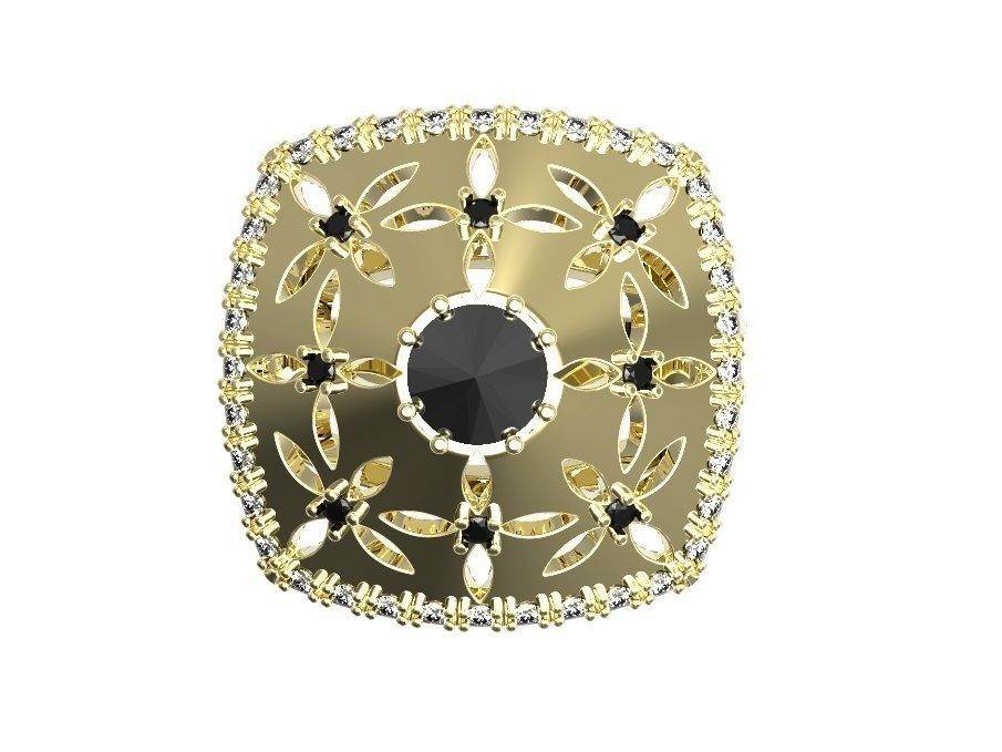 Ring gold with diamonds 3D print model_1