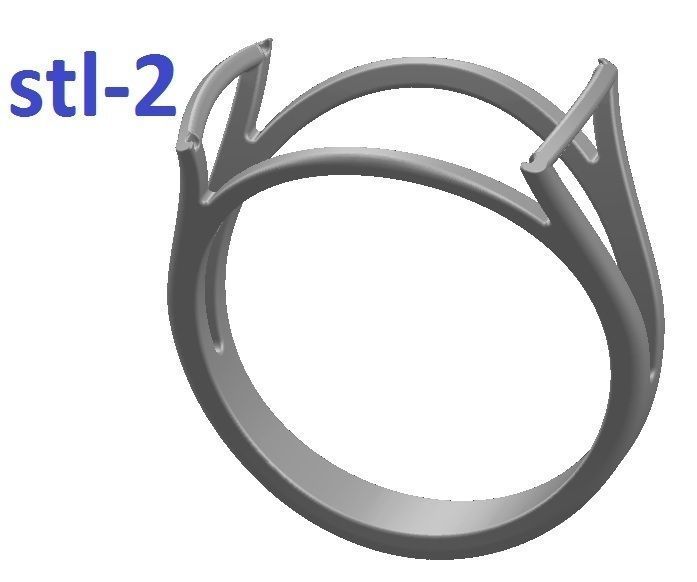 Ring gold with diamonds 3D print model_9