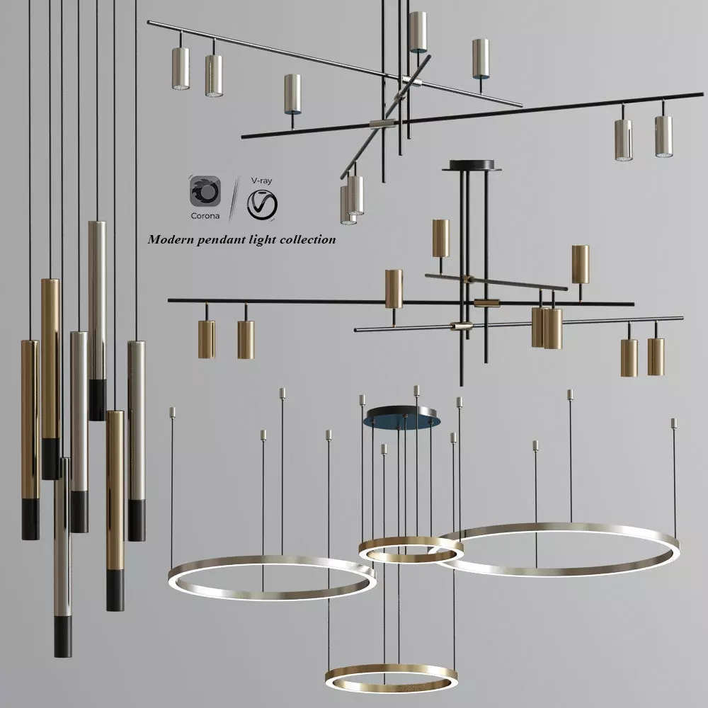 Modern pendant light collection 08 3D model_0