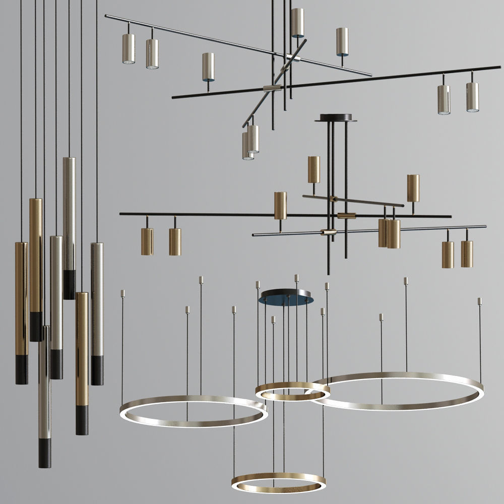 Modern pendant light collection 08 3D model_1