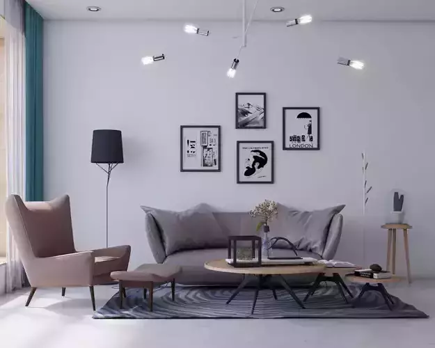 Living room scandinavian 3D model