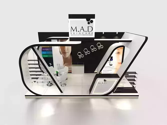 Exhibition booth design ready to use Low-poly 3D model