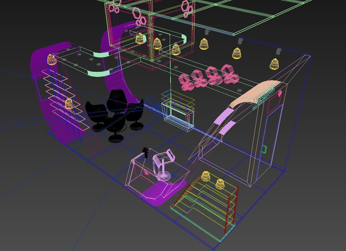 Exhibition booth design ready to use Low-poly 3D model_11