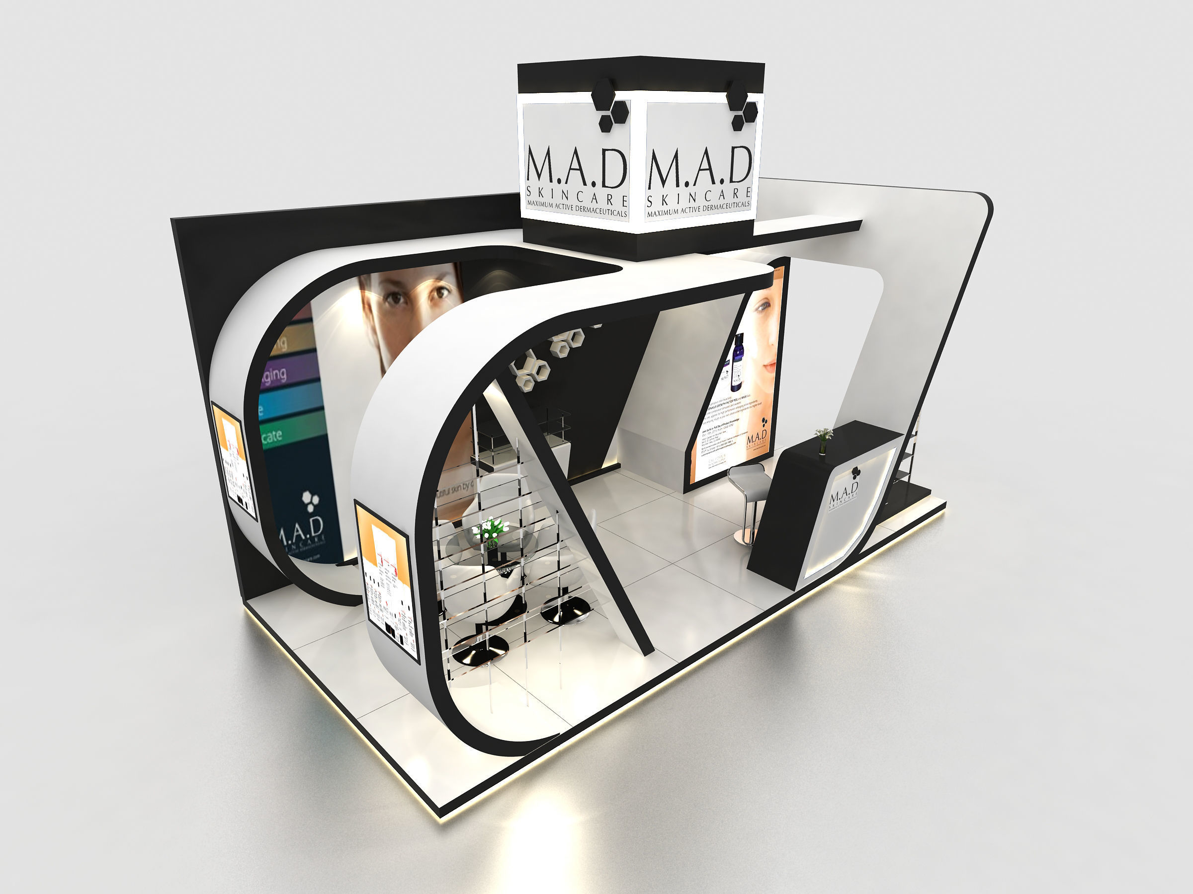 Exhibition booth design ready to use Low-poly 3D model_1