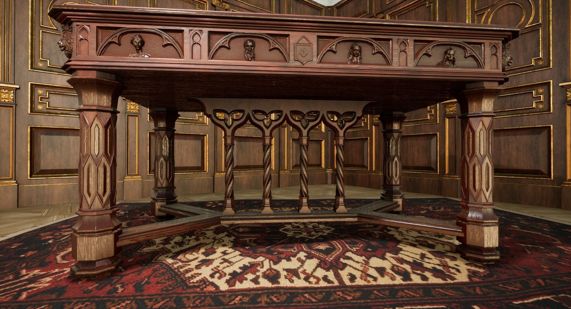 Gothic dining set 3D model_5
