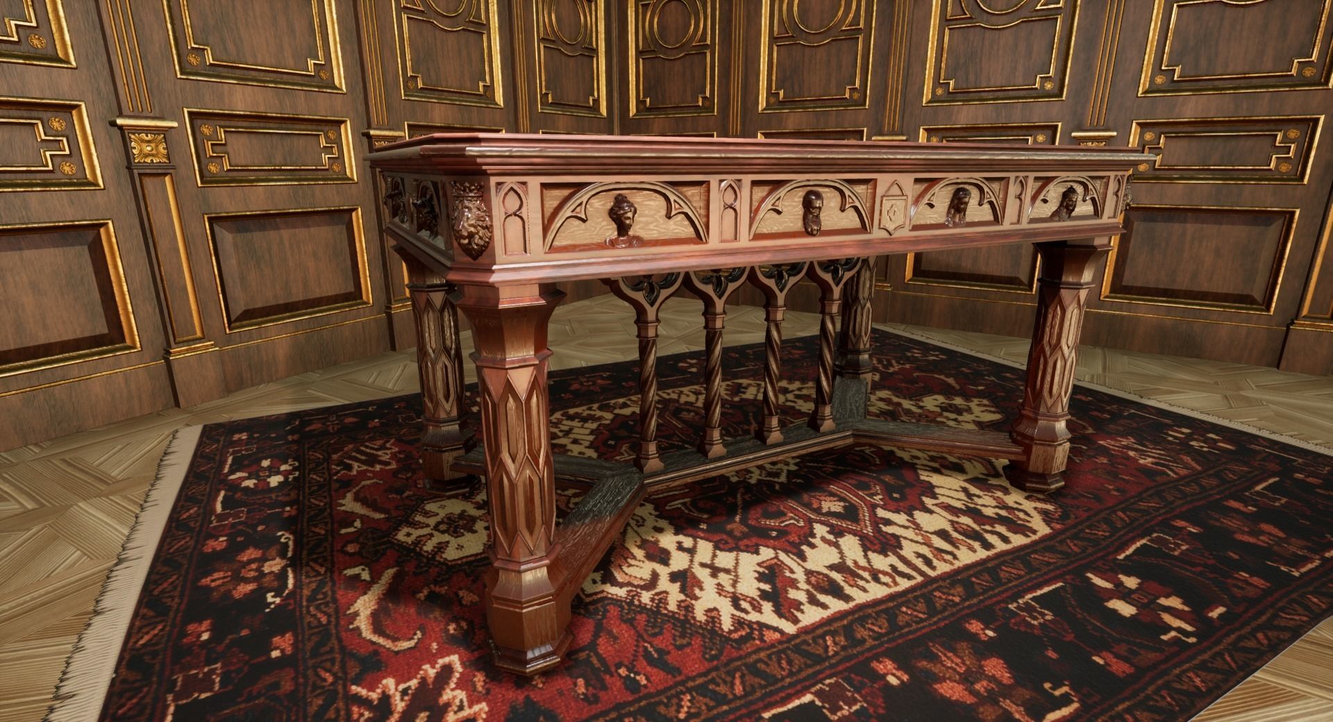 Gothic dining set 3D model_3