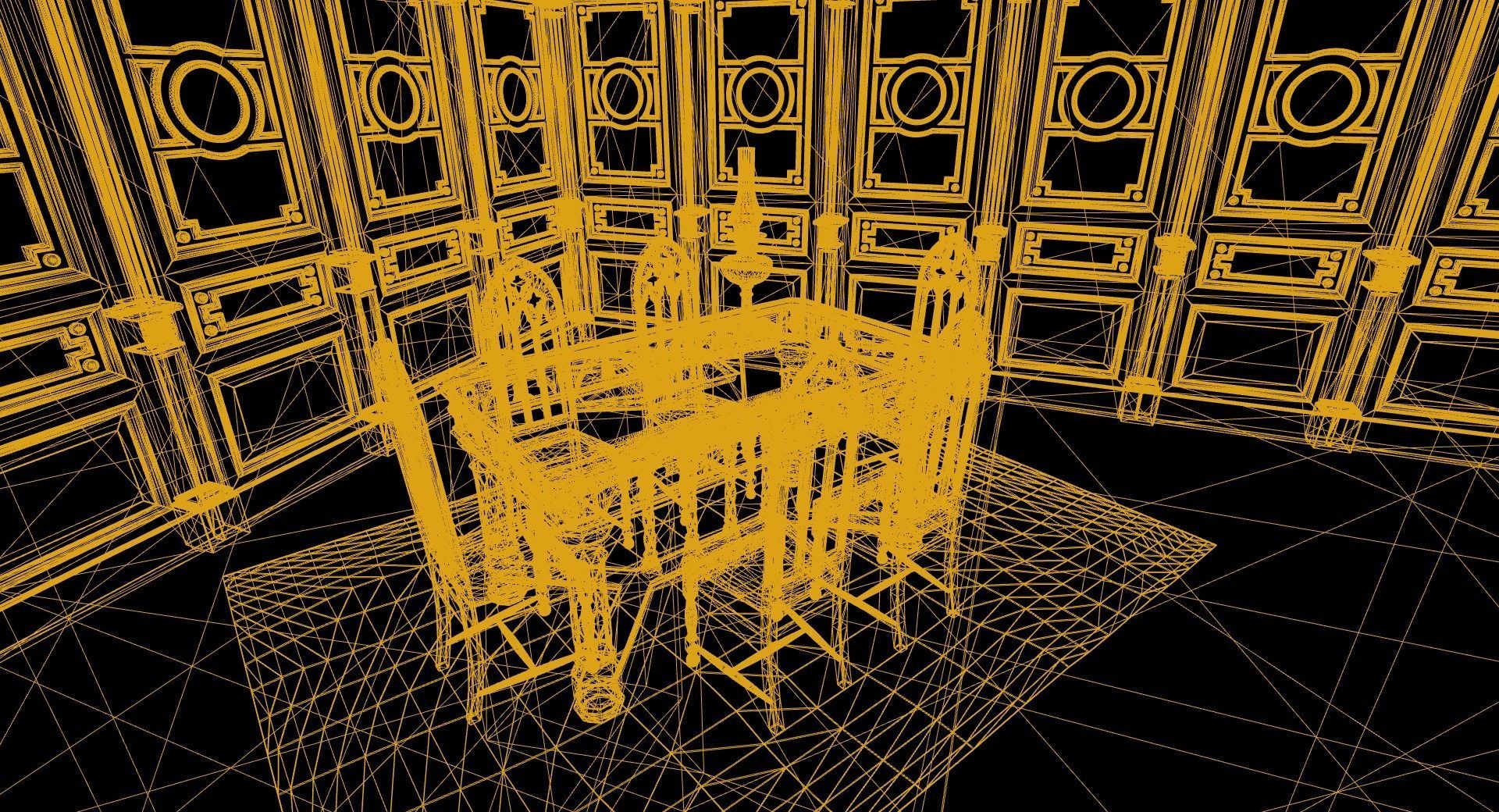 Gothic dining set 3D model_12