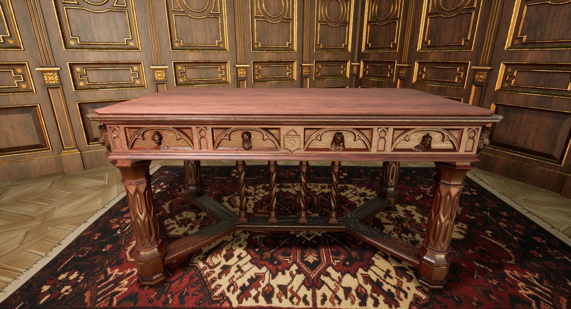 Gothic dining set 3D model_6