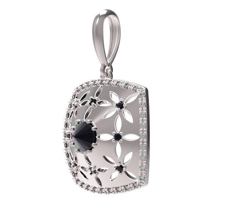 Pendant with diamonds and sapphires 3D print model_3