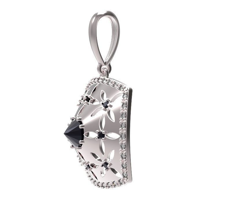 Pendant with diamonds and sapphires 3D print model_4