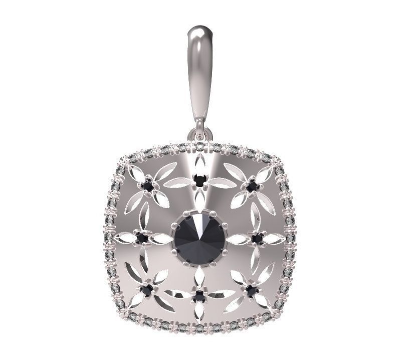 Pendant with diamonds and sapphires 3D print model_2