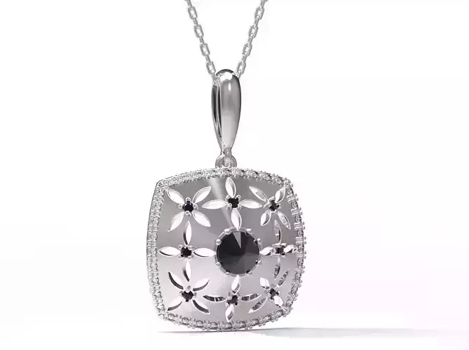 Pendant with diamonds and sapphires 3D print model