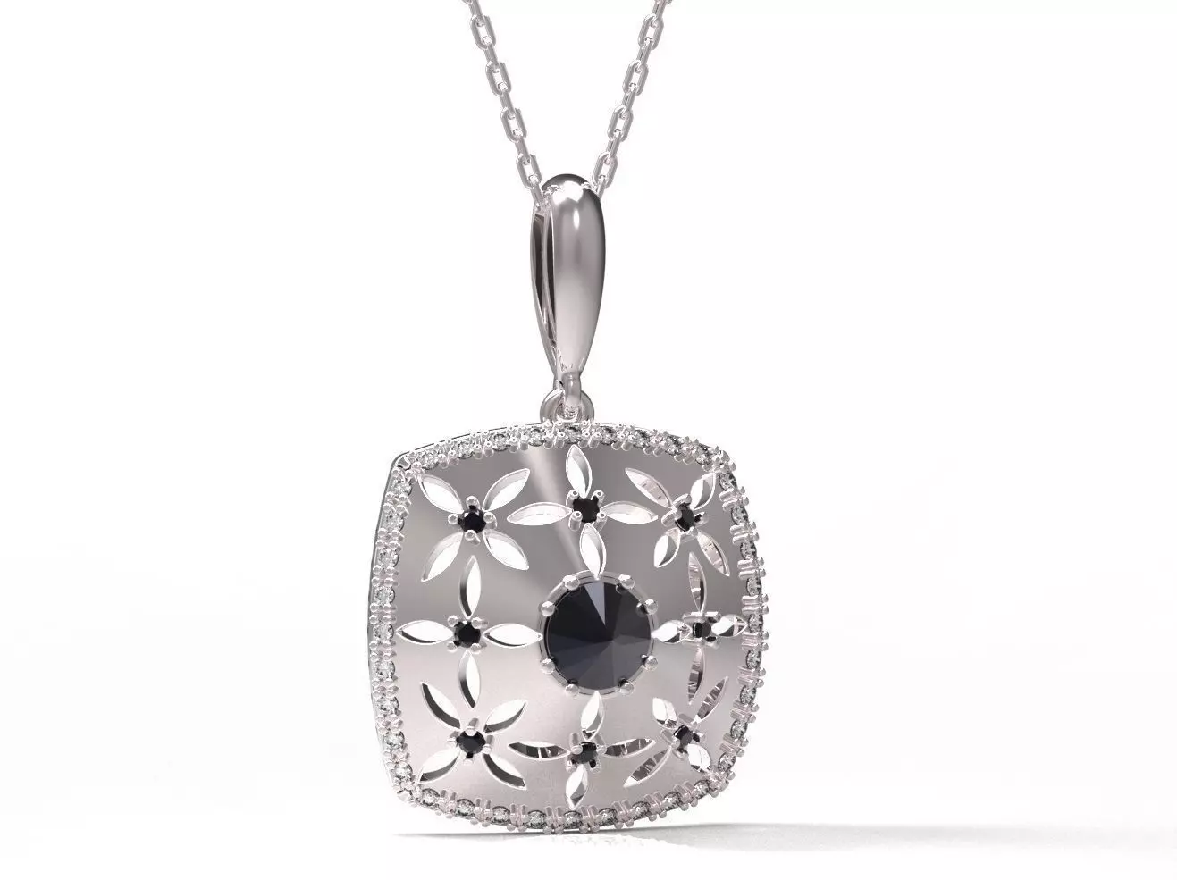 Pendant with diamonds and sapphires 3D print model_0