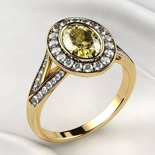 Citrine Oval Gold Ring 3D print model