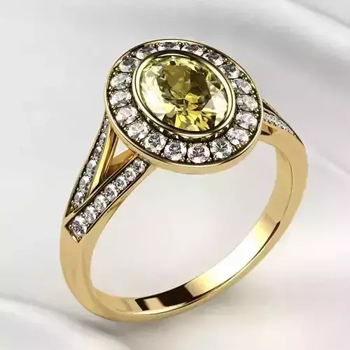 Citrine Oval Gold Ring