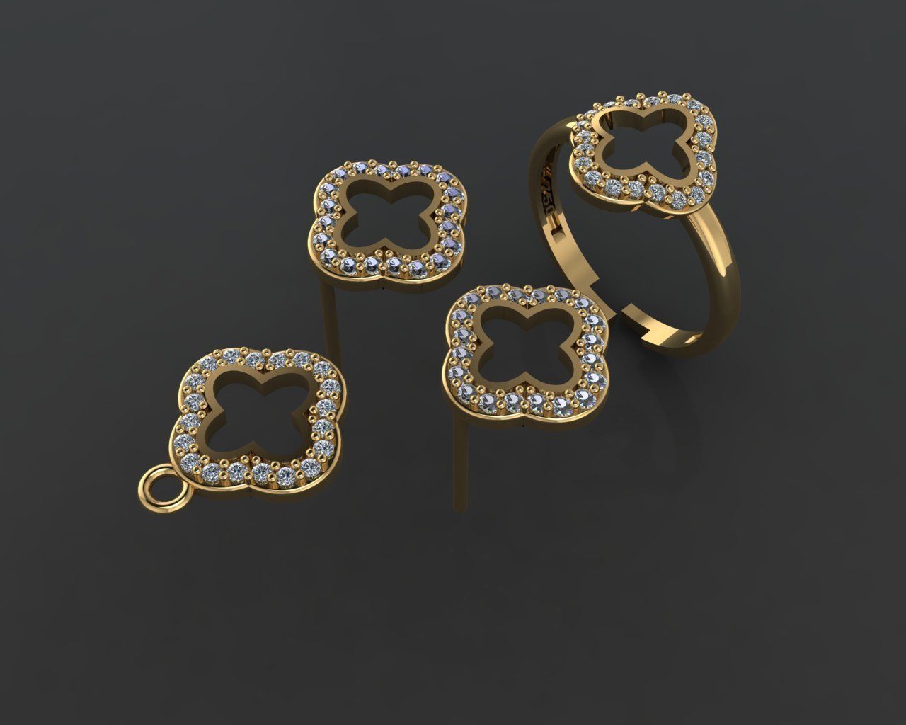 GC GOLD M0079- Diamond gold set 3D print model_14