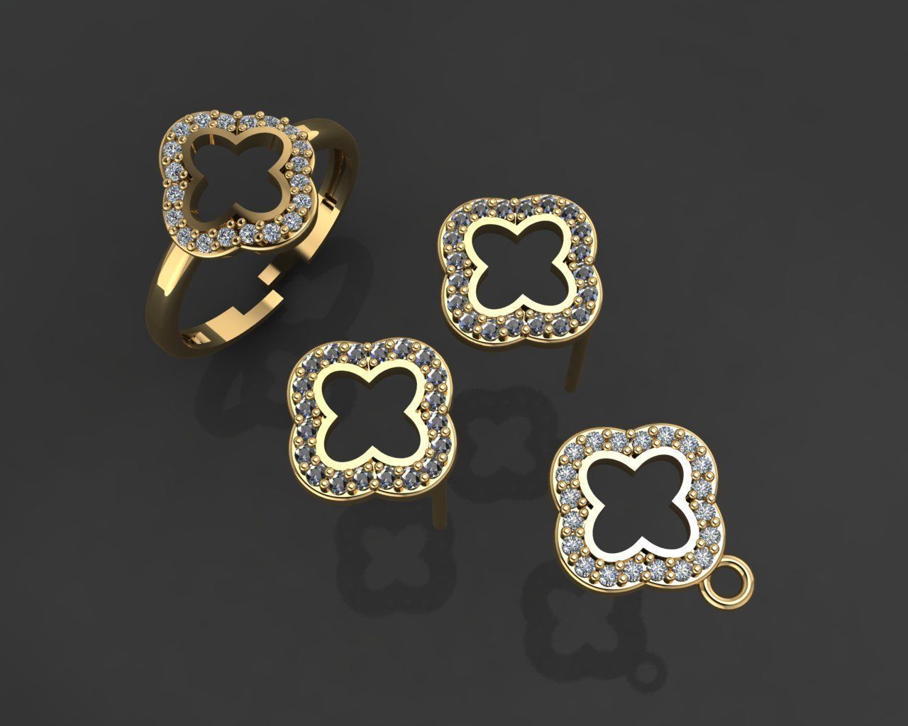 GC GOLD M0079- Diamond gold set 3D print model_11