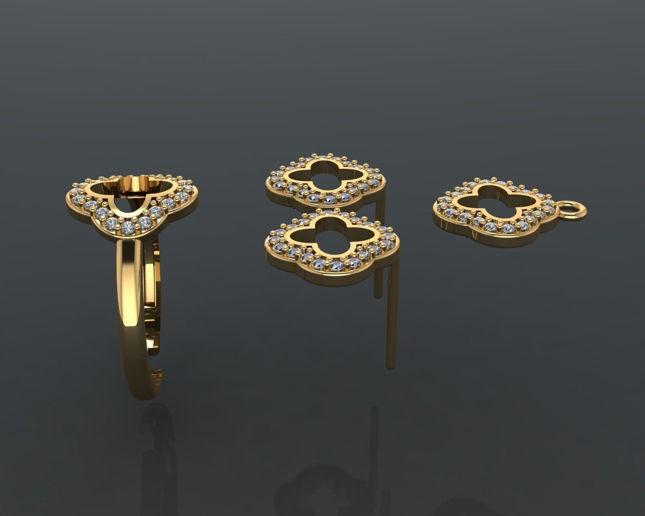 GC GOLD M0079- Diamond gold set 3D print model_15