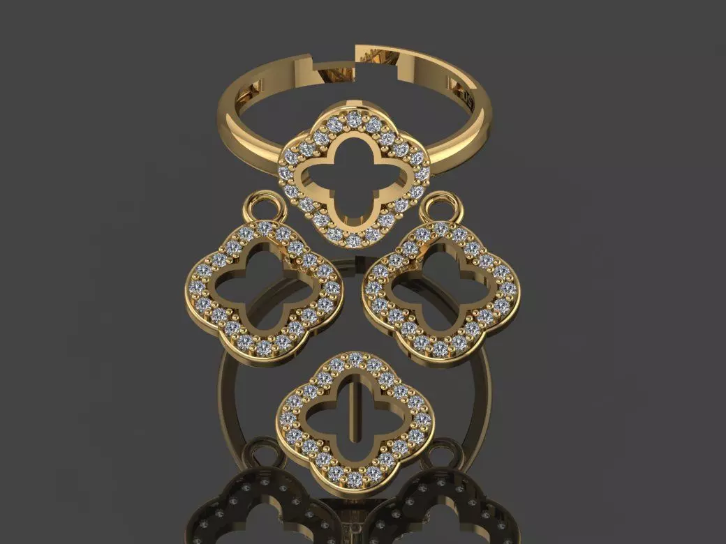 GC GOLD M0079- Diamond gold set 3D print model_0