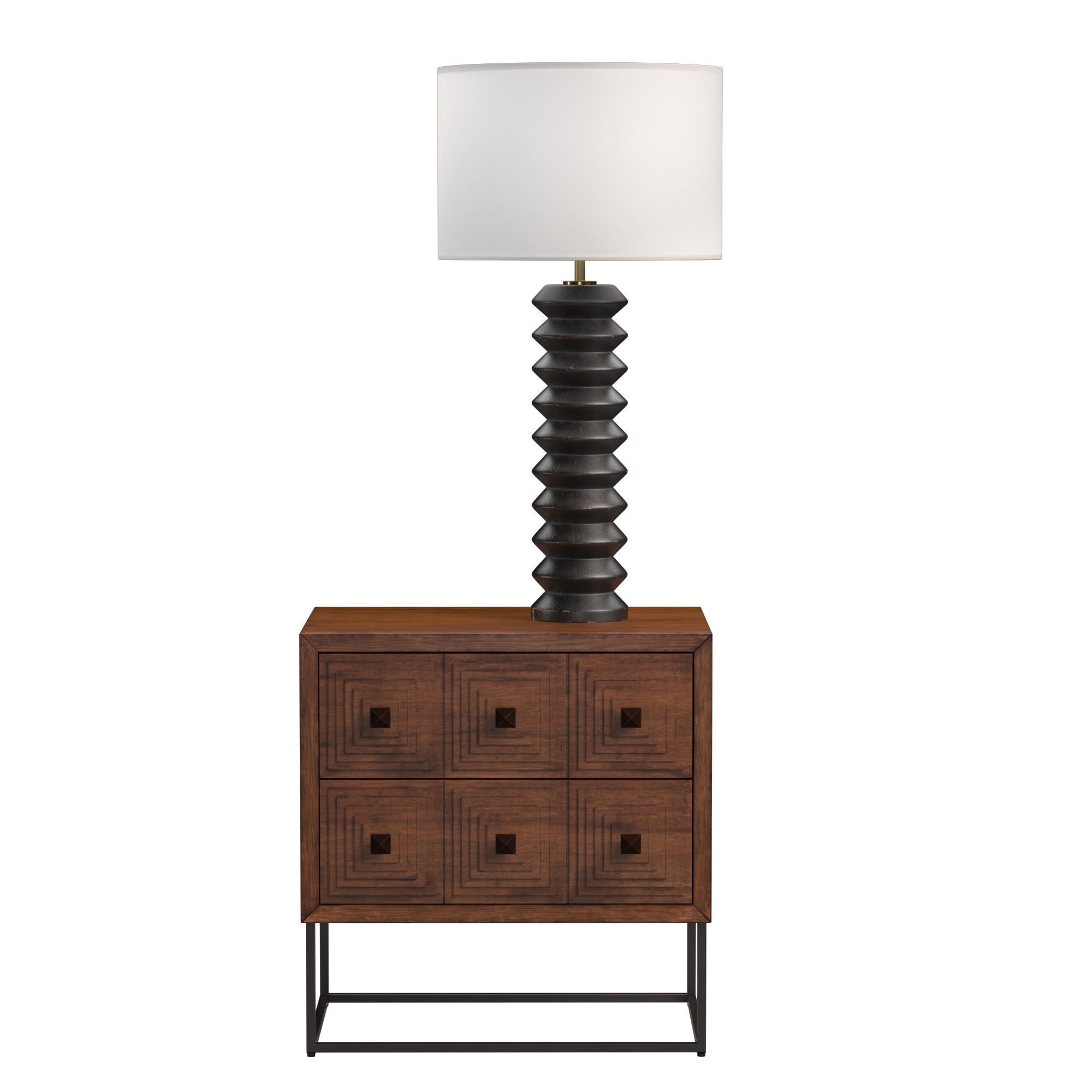 Rivet nightstand and coastal table lamp 3D model_2