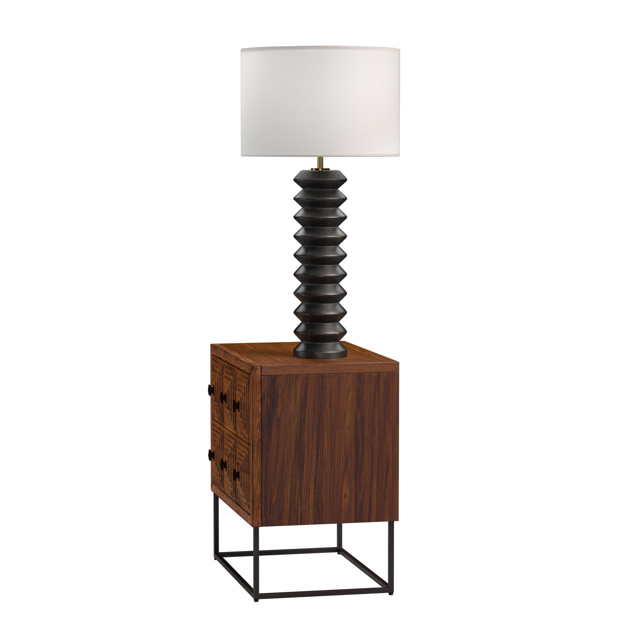 Rivet nightstand and coastal table lamp 3D model_1